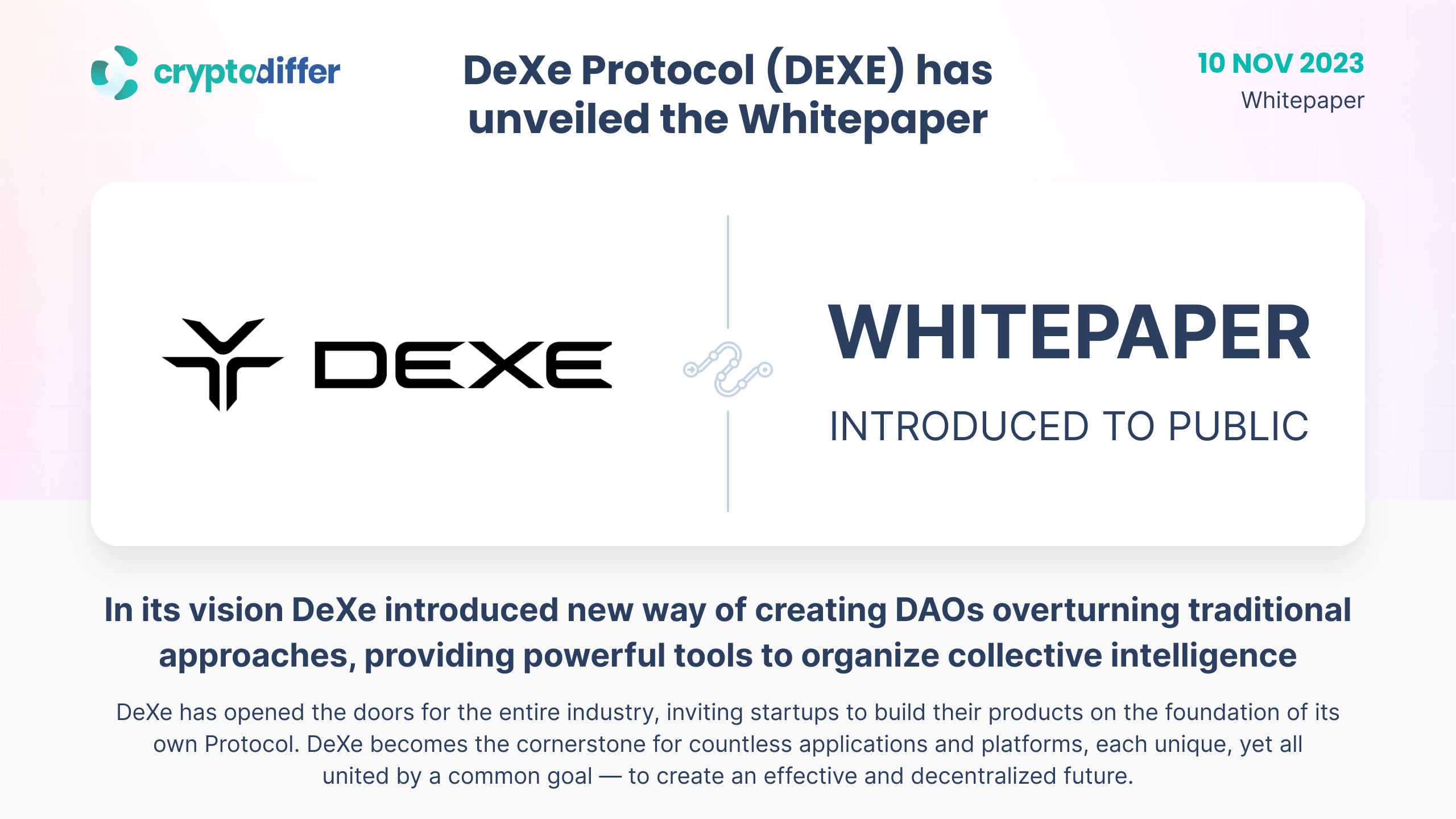 DeXe Protocol (DEXE) has unveiled the Whitepaper