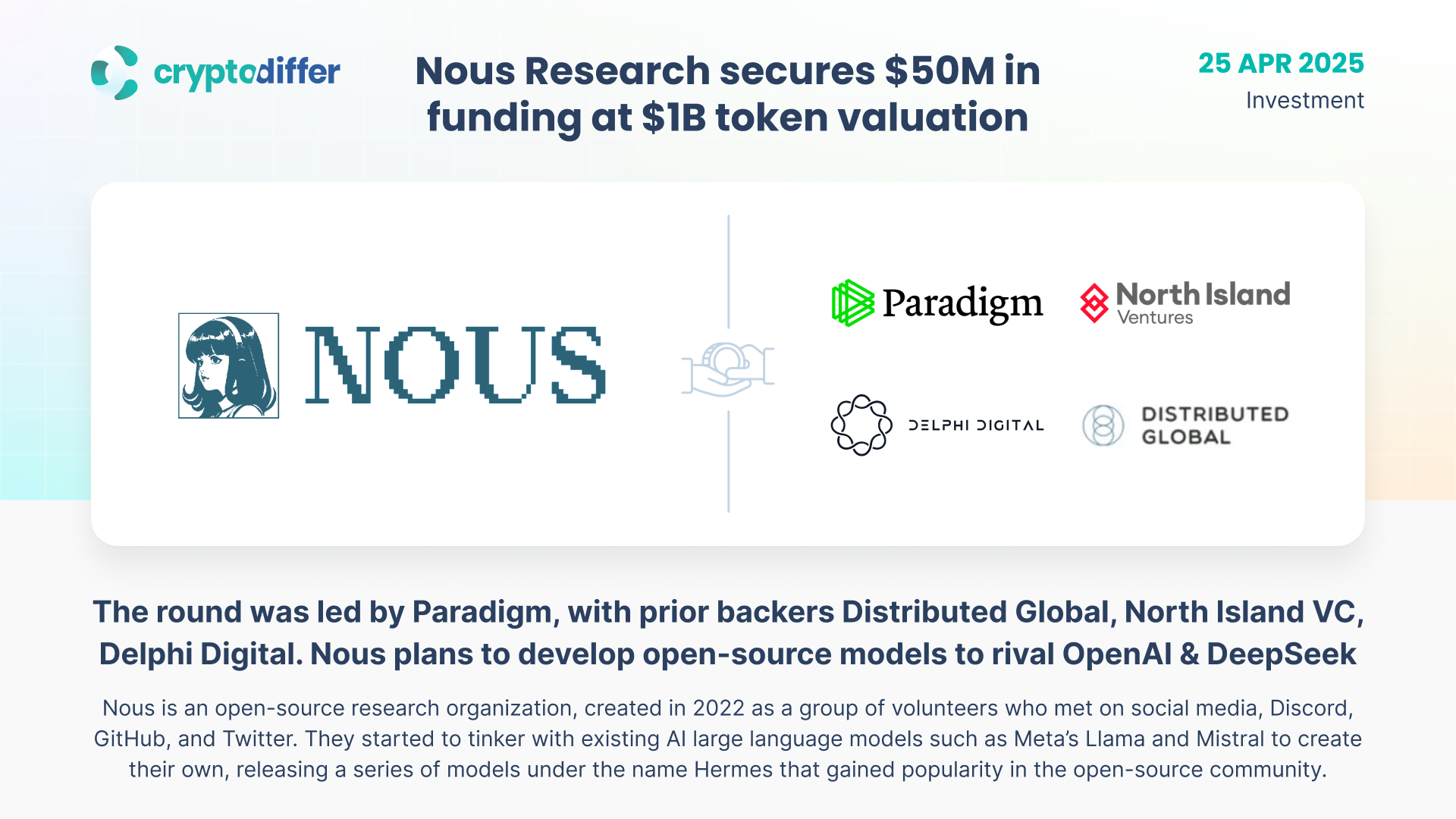 AI startup Nous Research secures $50 million in Series A funding at a $1  billion token valuation