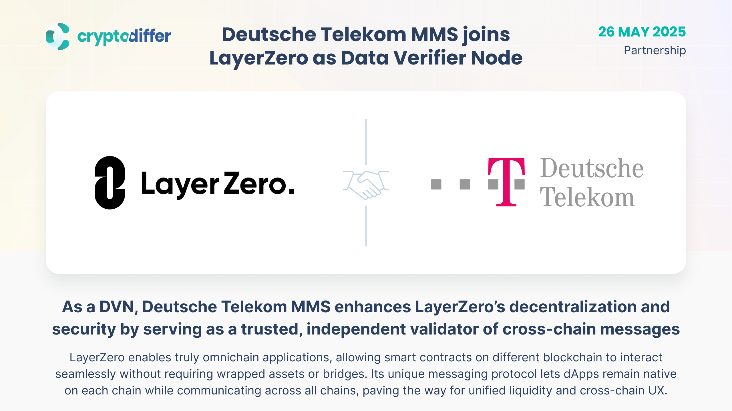 Deutsche Telekom MMS joins LayerZero as a Data Verifier Node