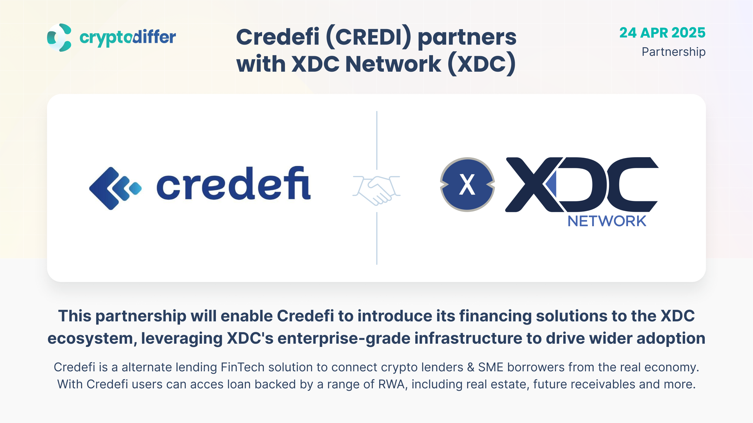 Credefi (CREDI) partners with XDC Network (XDC)